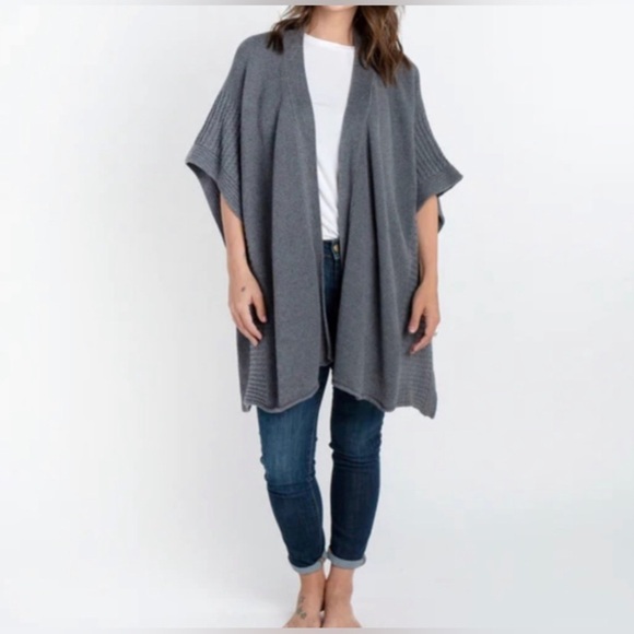 Zestt Women's Organic Cotton Gray Knit Sweater Button Side Cardigan One Size - Picture 1 of 13